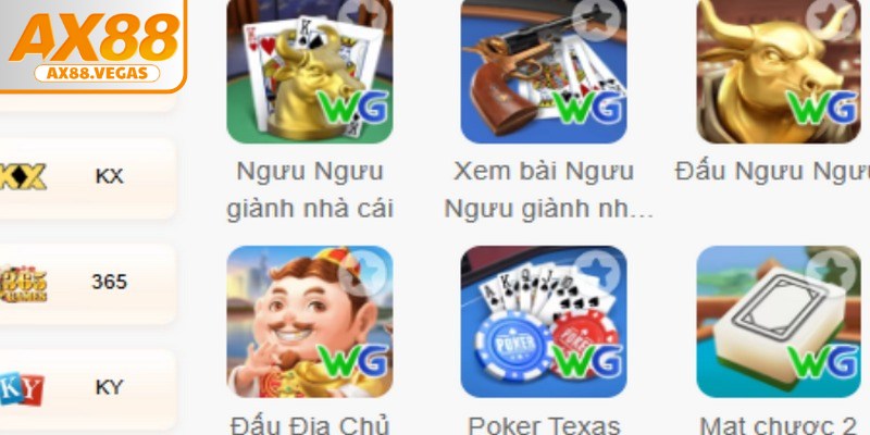 Những trò chơi nổi bật tại sảnh game bài AX88